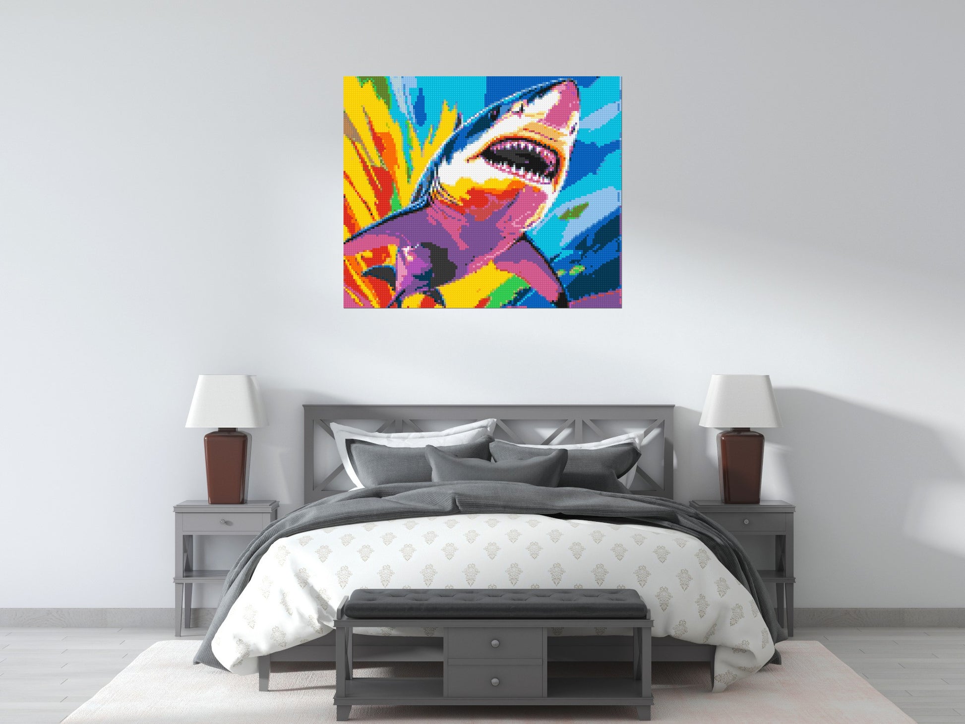 Shark Colourful Pop Art - Brick Art Mosaic Kit 6x5 scene