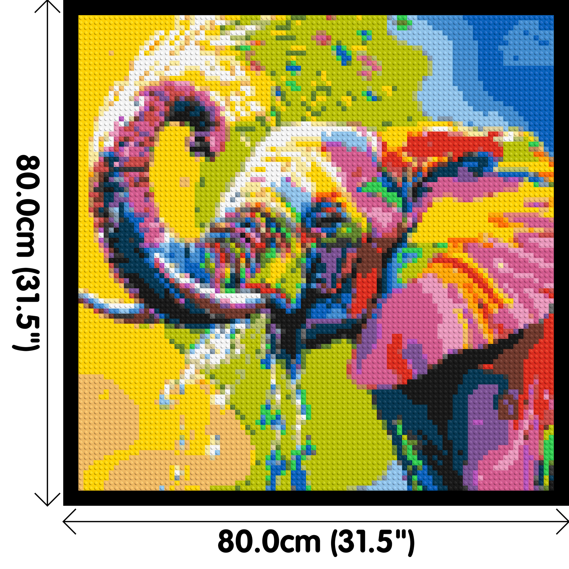 Elephant Colourful Pop Art - Brick Art Mosaic Kit 4x4 dimensions with frame