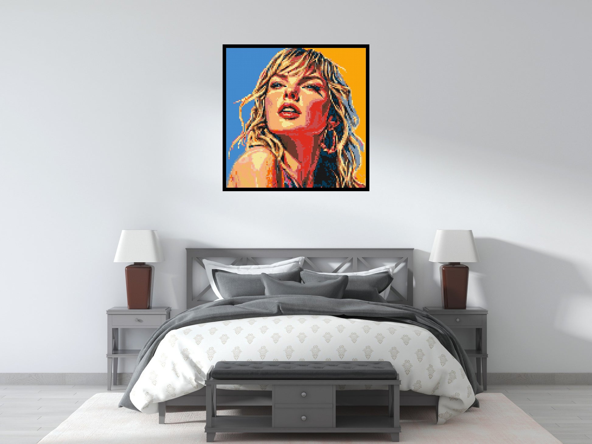 Taylor Swift Colourful  - Brick Art Mosaic Kit 5x5 scene with frame