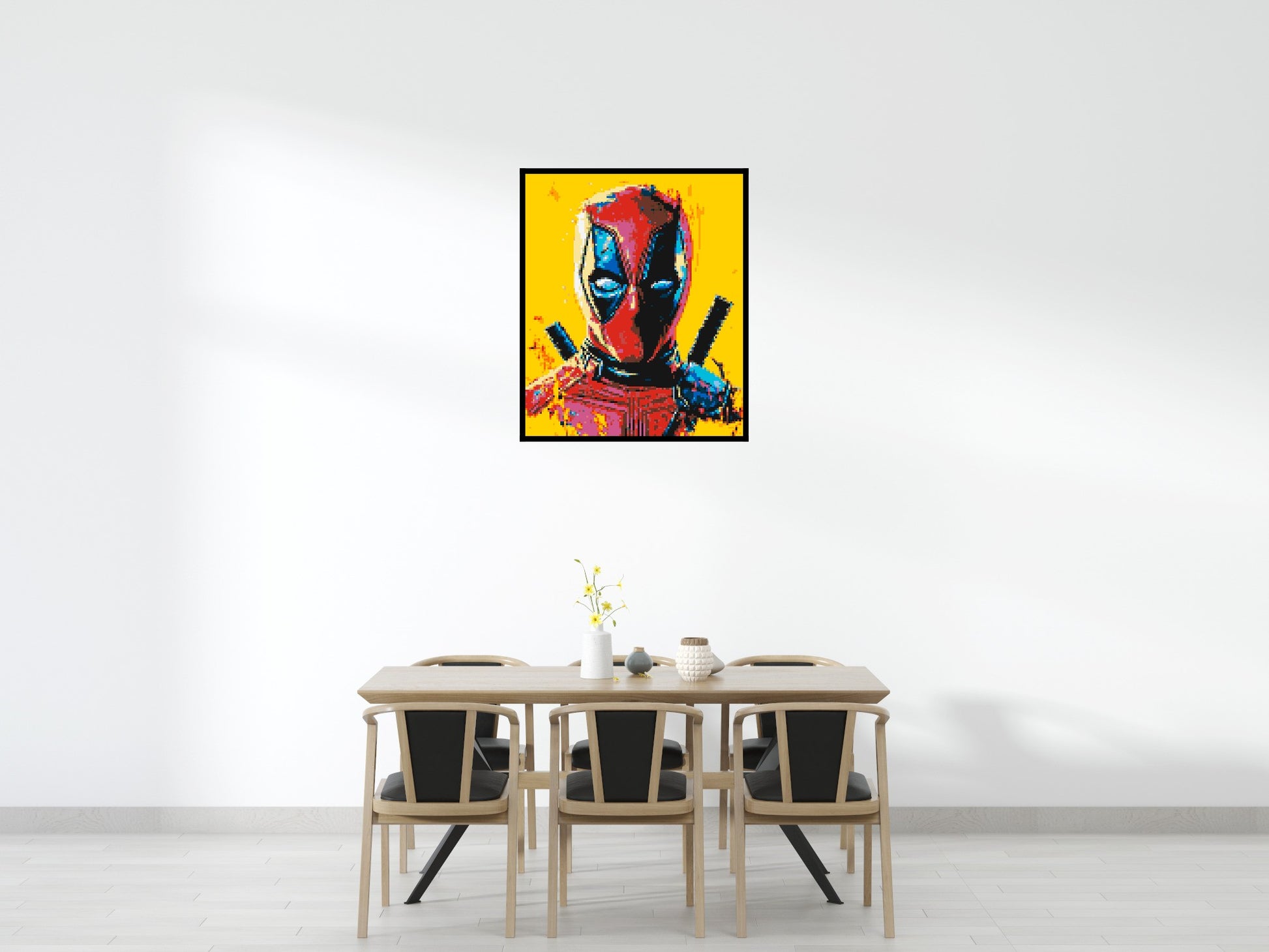 Deadpool Pixel Art - Brick Art Mosaic Kit 5x6 scene with frame