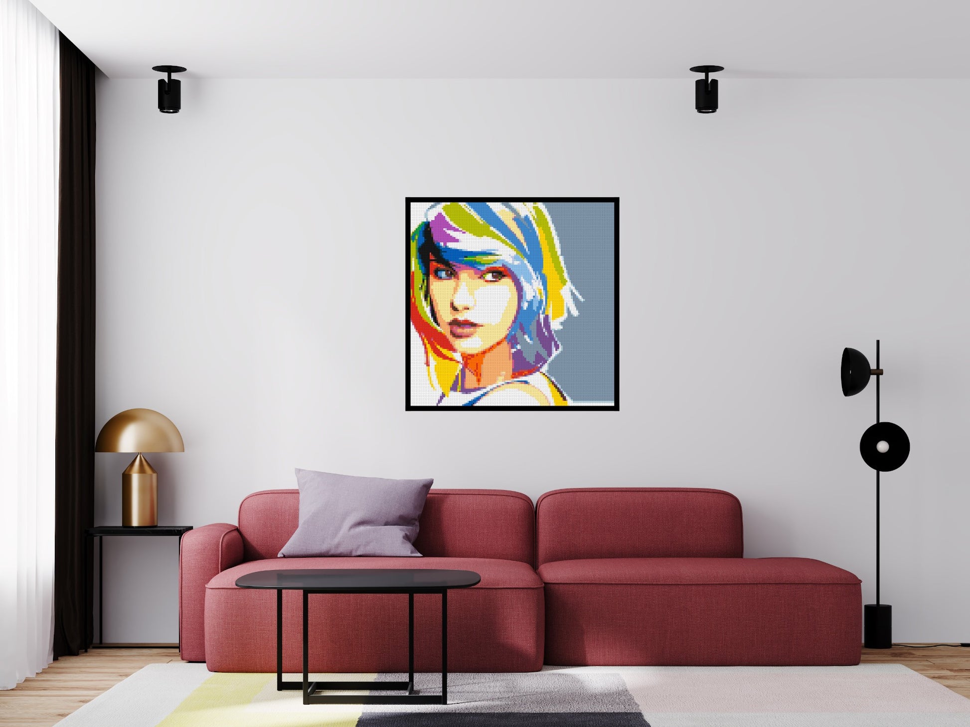 Taylor Swift WPAP - Brick Art Mosaic Kit 5x5 scene with frame
