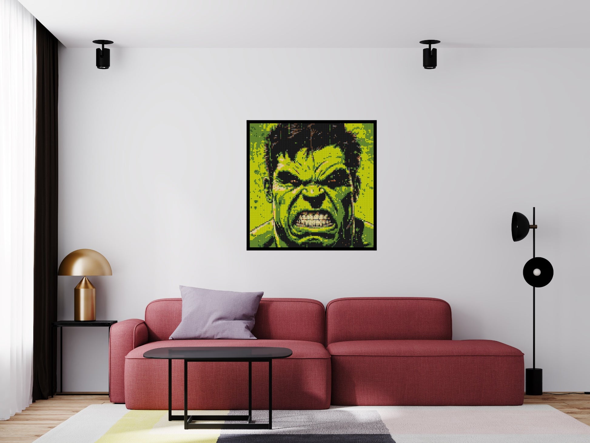 The Hulk - Brick Art Mosaic Kit 5x5 scene with frame
