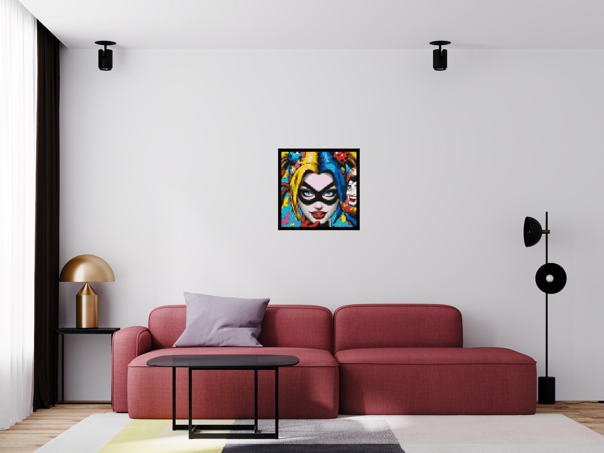 Harley Quinn - Brick Art Mosaic Kit 3x3 scene with frame