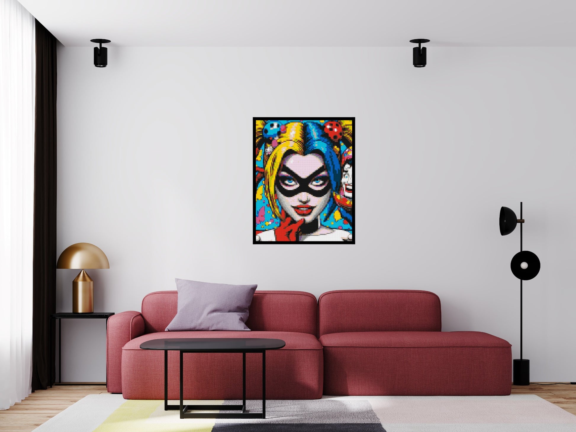 Harley Quinn - Brick Art Mosaic Kit 4x5 scene with frame