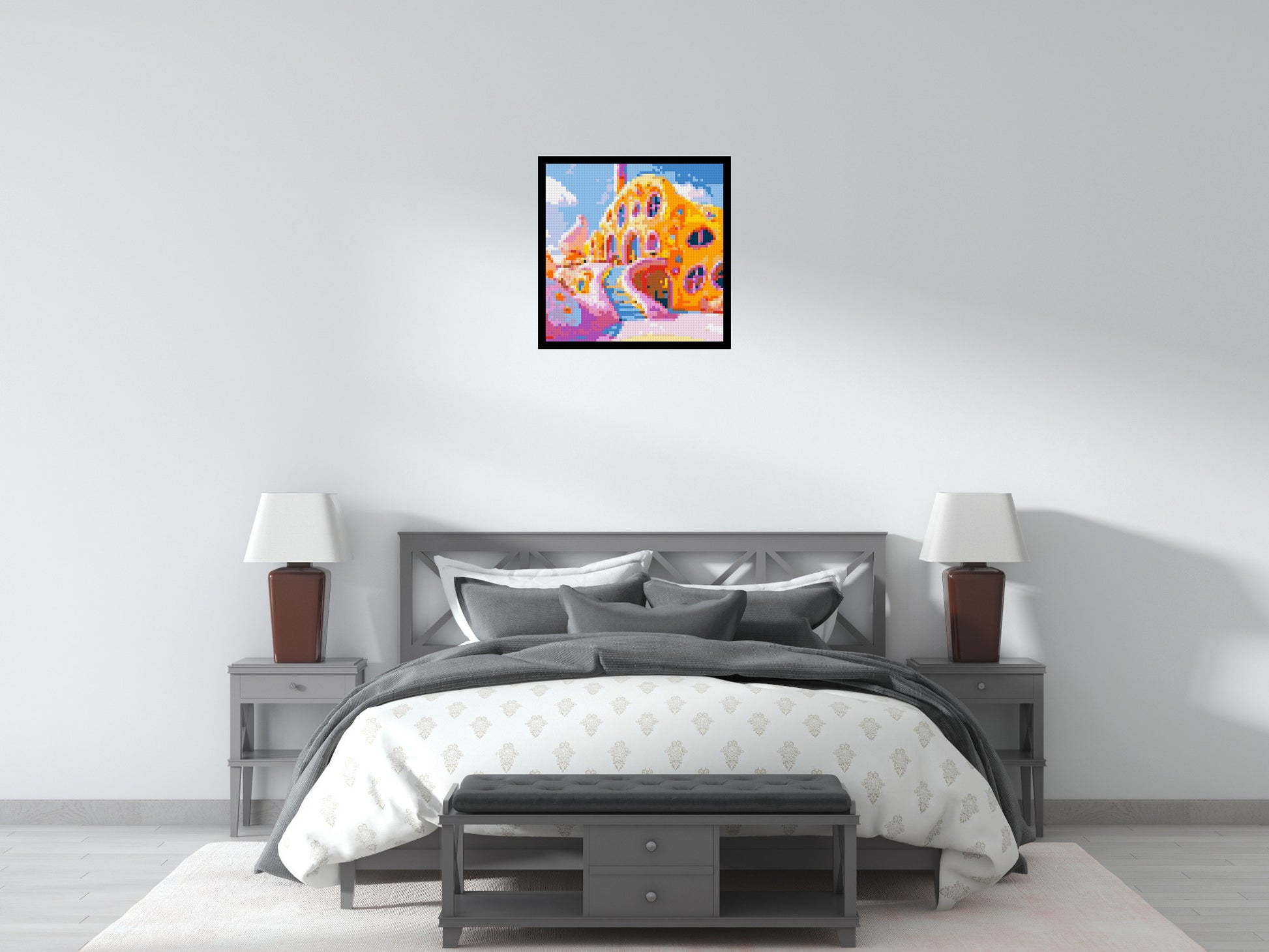 House in Candyland - Brick Art Mosaic Kit 3x3 scene with frame