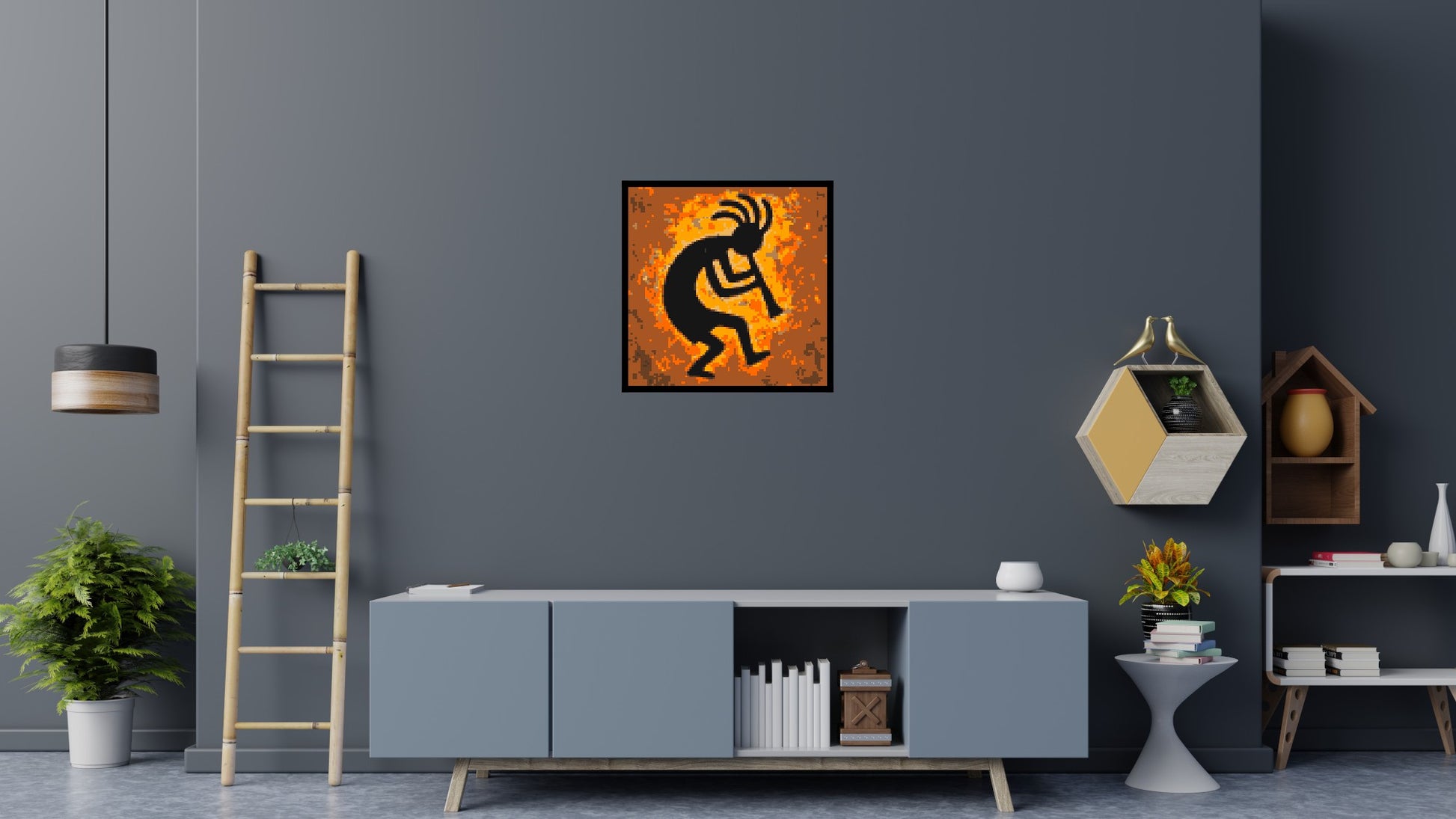 Kokopelli - Brick Art Mosaic Kit 4x4 scene with frame