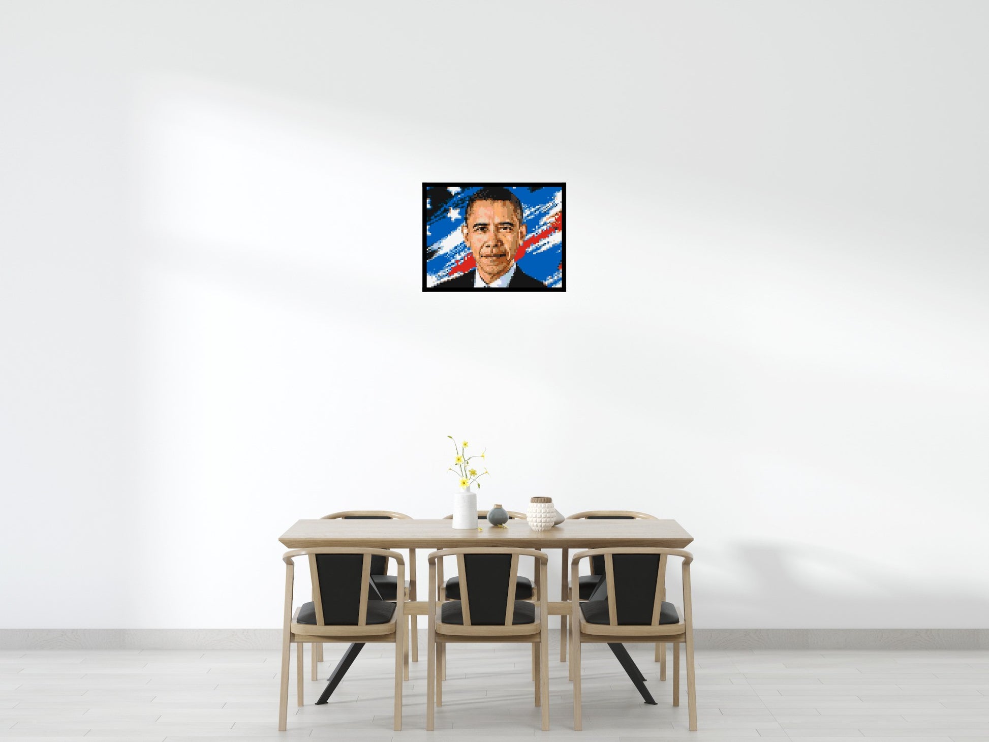 Barack Obama - Brick Art Mosaic Kit 4x3 scene with frame