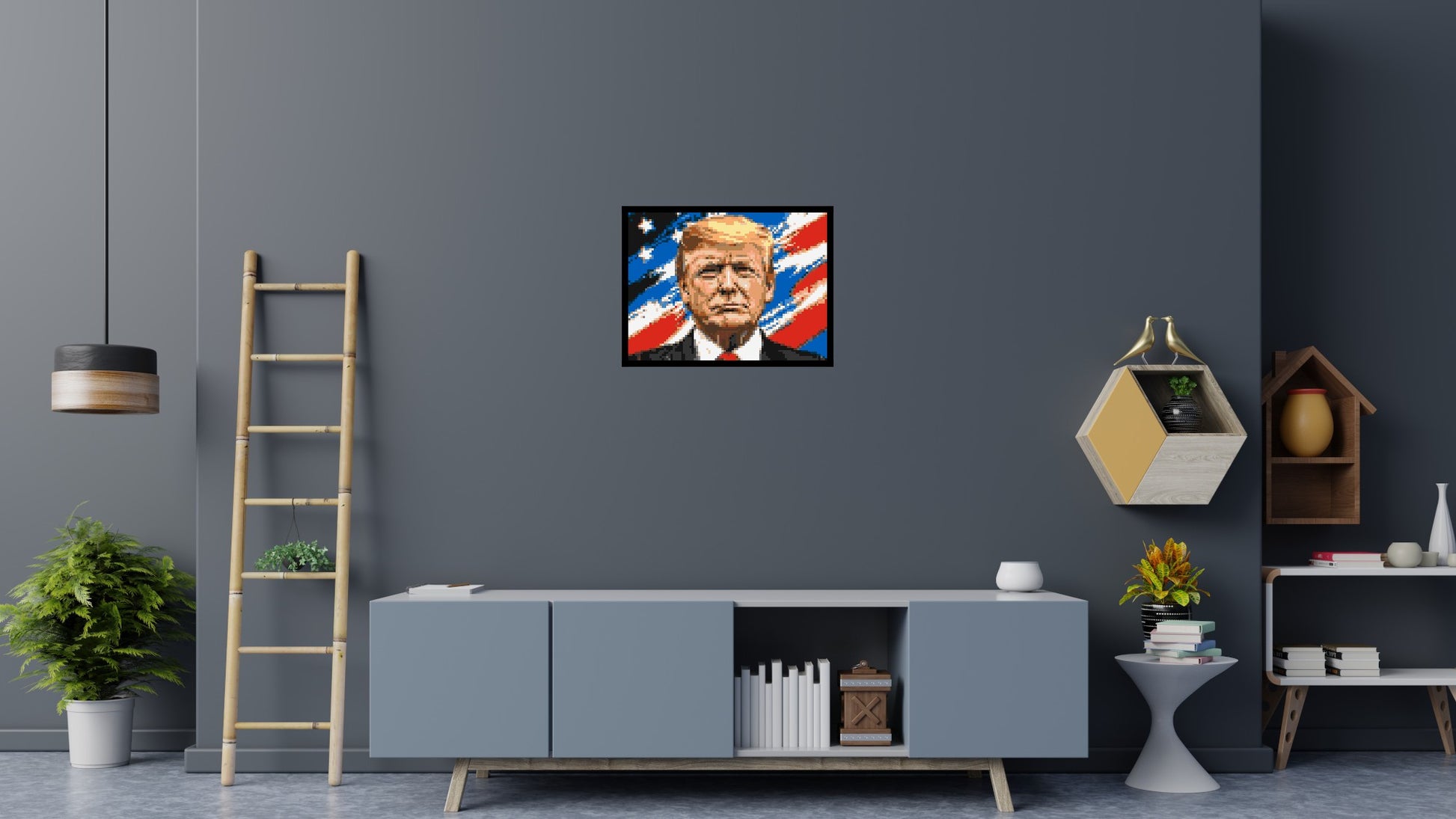 Donald Trump - Brick Art Mosaic Kit 4x3 scene with frame