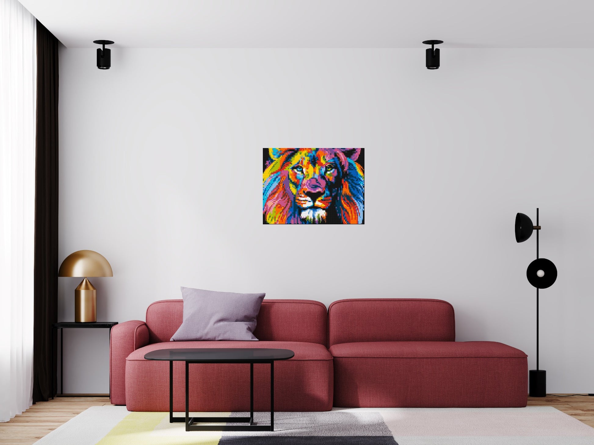 Lion Colourful Pop Art - Brick Art Mosaic Kit 4x3 scene
