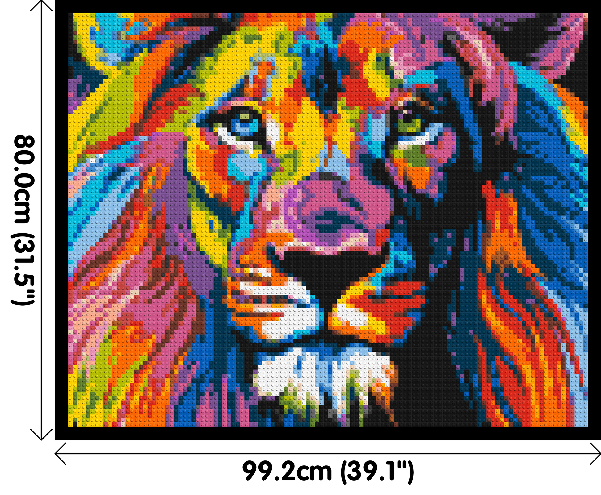 Lion Colourful Pop Art - Brick Art Mosaic Kit 5x4 dimensions with frame