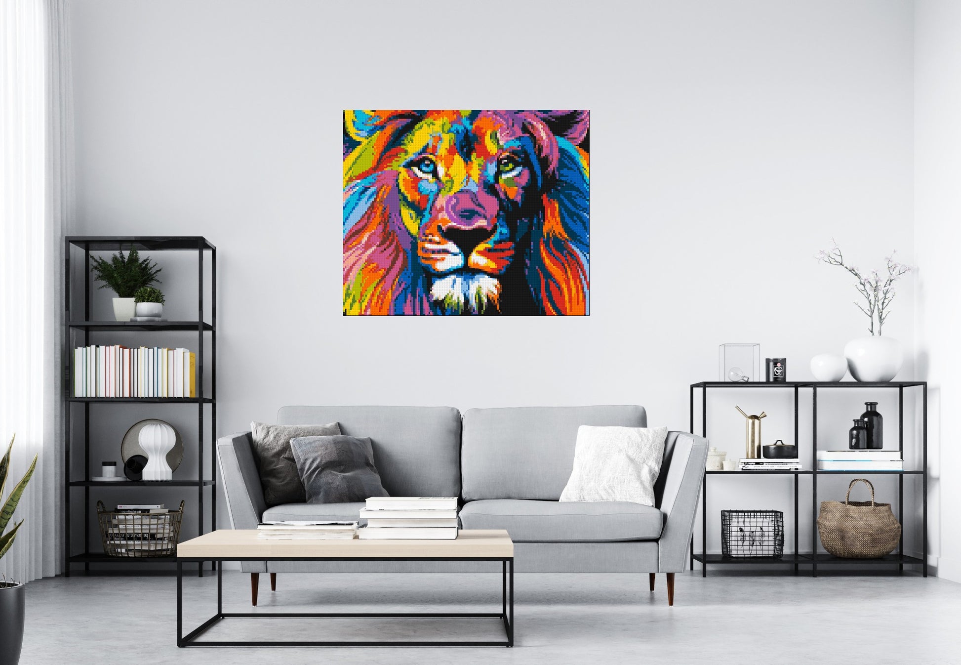 Lion Colourful Pop Art - Brick Art Mosaic Kit 6x5 scene