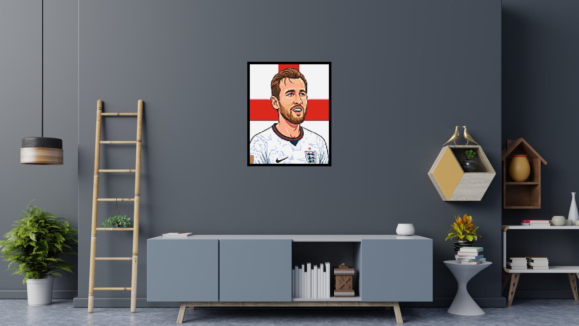Harry Kane Caricature - Brick Art Mosaic Kit 4x5 scene with frame
