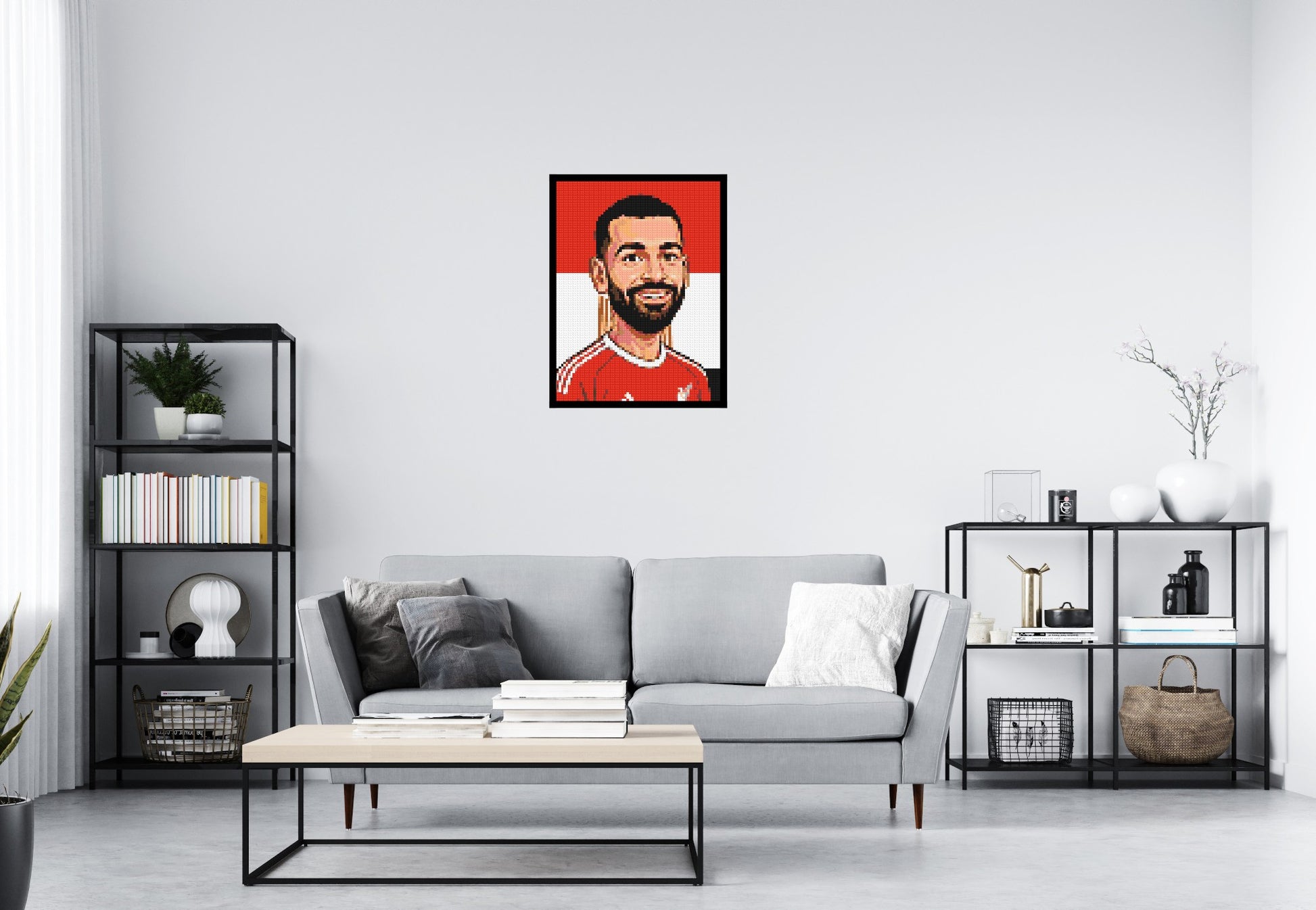 Mohamed Salah Caricature - Brick Art Mosaic Kit 3x4 scene with frame
