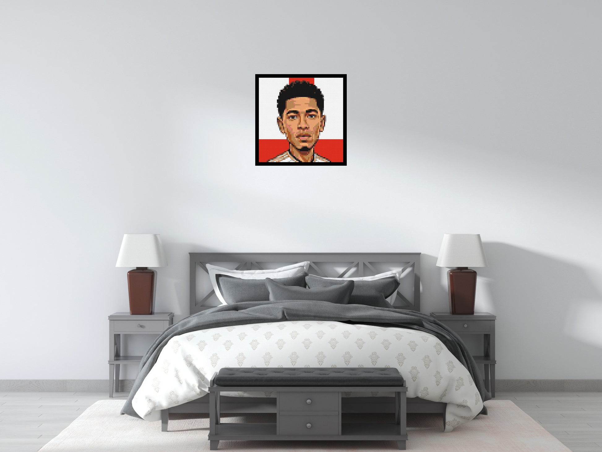 Jude Bellingham Caricature - Brick Art Mosaic Kit 3x3 scene with frame