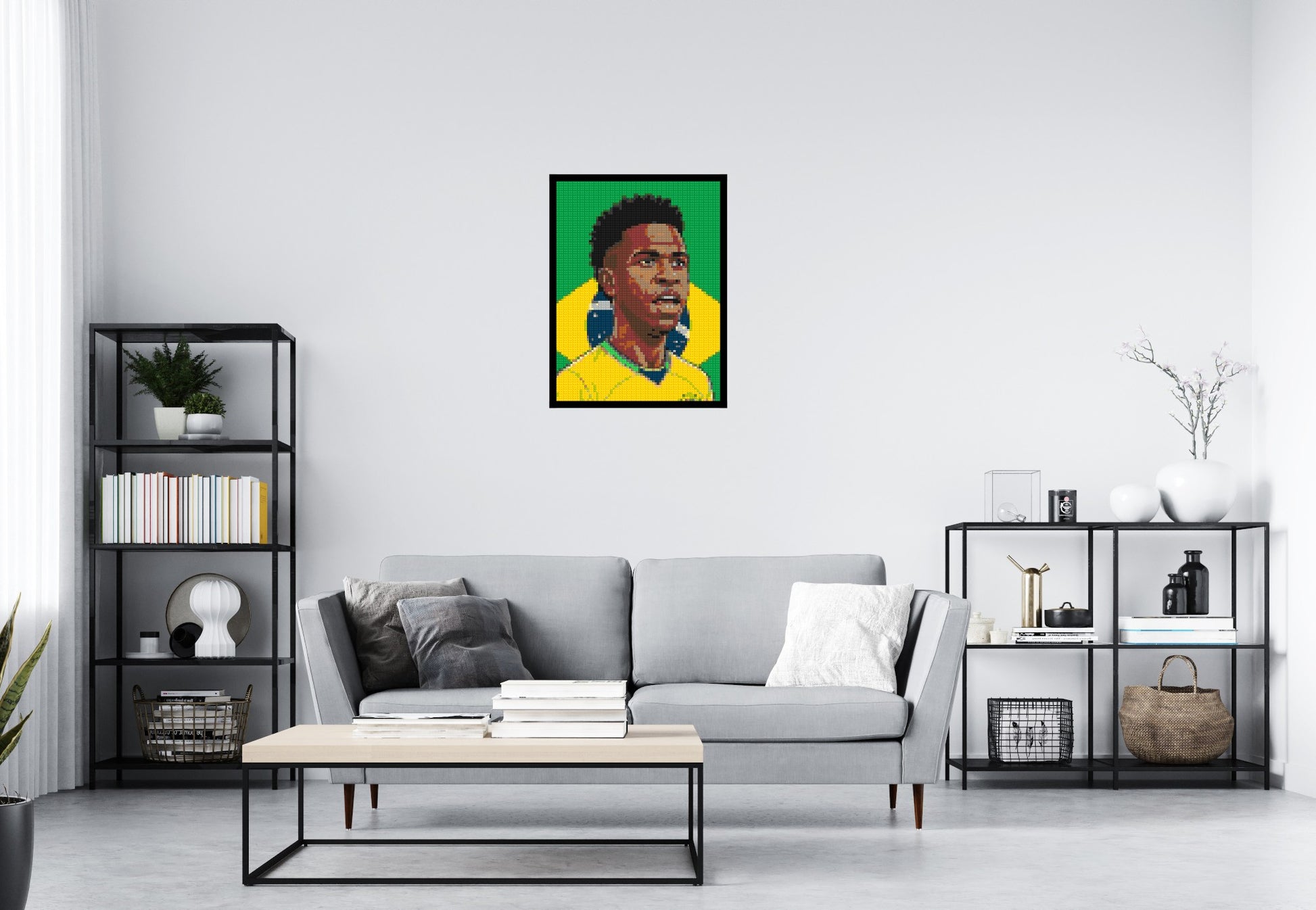 Vinícius Júnior Caricature - Brick Art Mosaic Kit 3x4 scene with frame