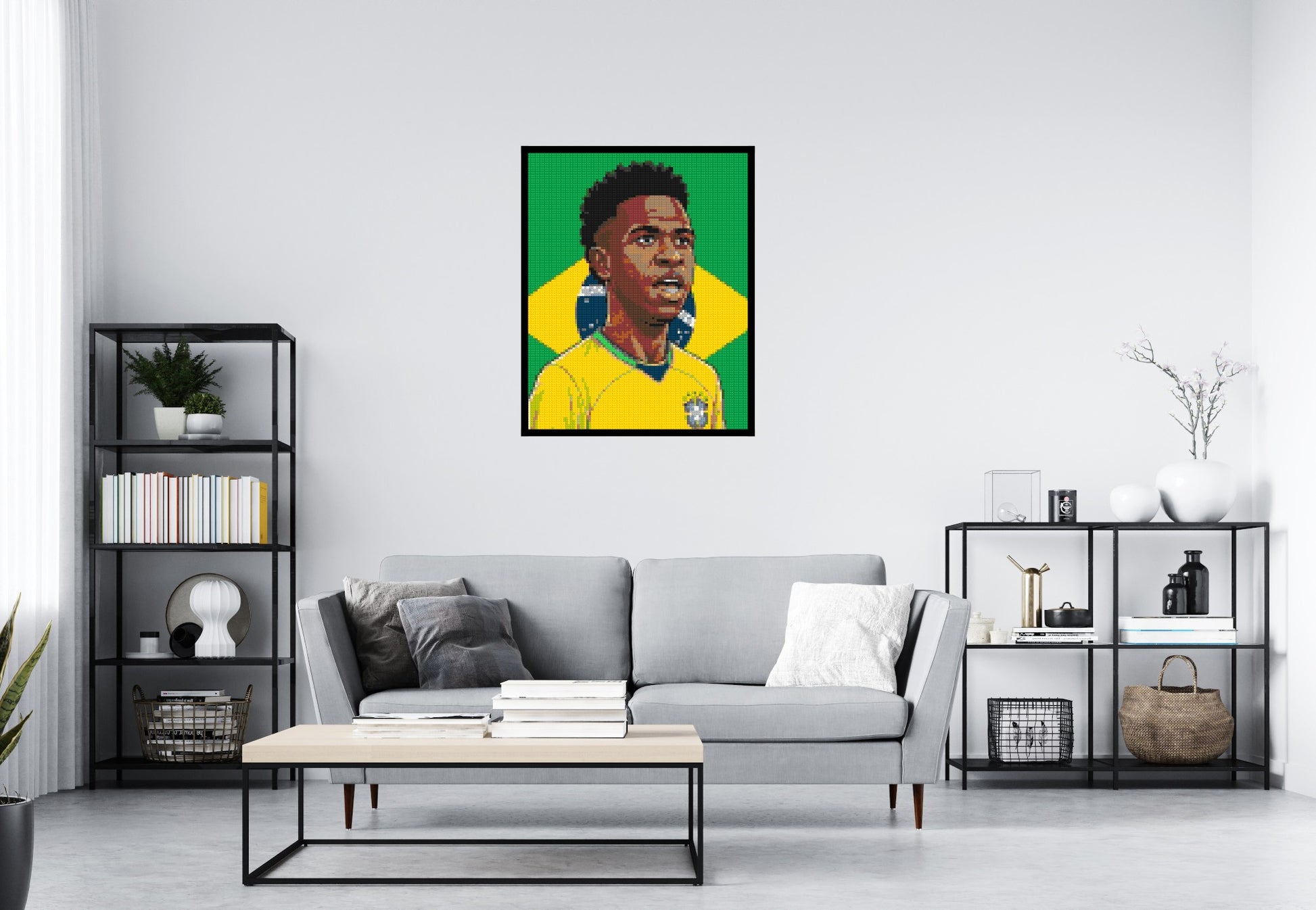 Vinícius Júnior Caricature - Brick Art Mosaic Kit 4x5 scene with frame