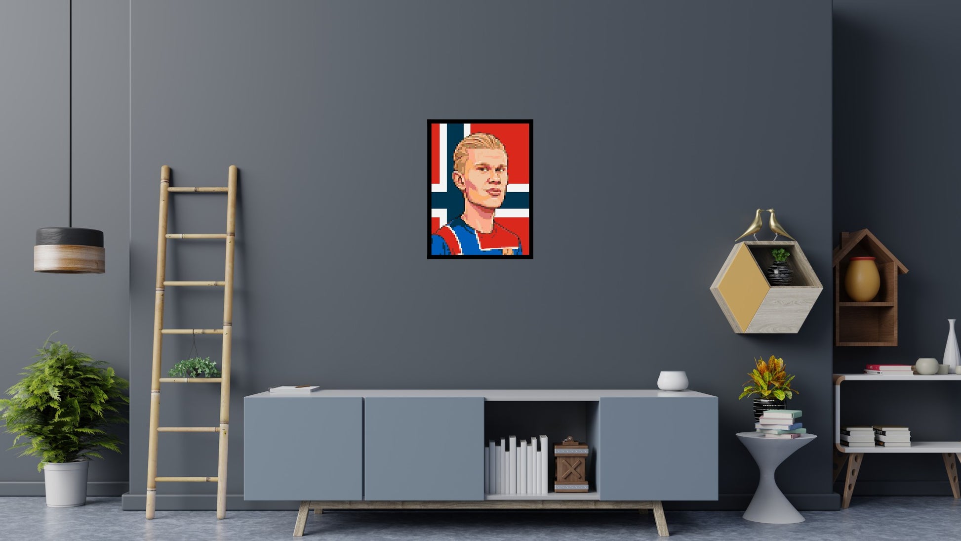Erling Haaland Caricature - Brick Art Mosaic Kit 3x4 scene with frame