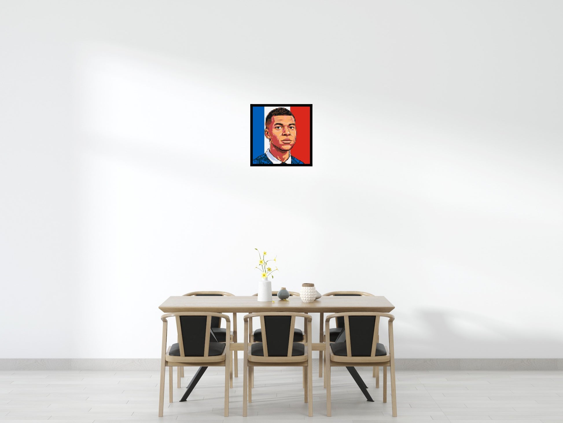 Kylian Mbappé Caricature - Brick Art Mosaic Kit 3x3 scene with frame