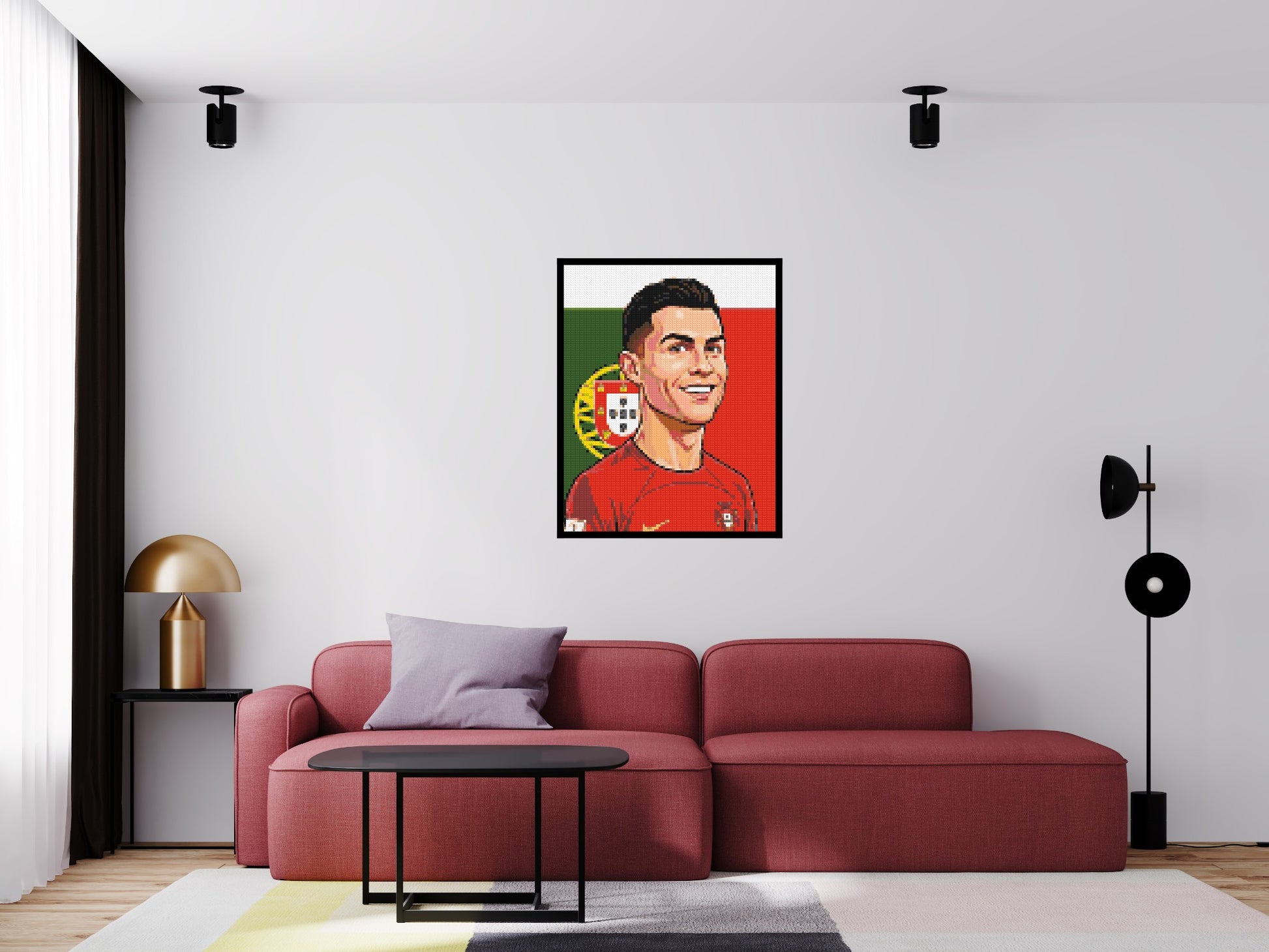Cristiano Ronaldo Caricature - Brick Art Mosaic Kit 4x5 scene with frame