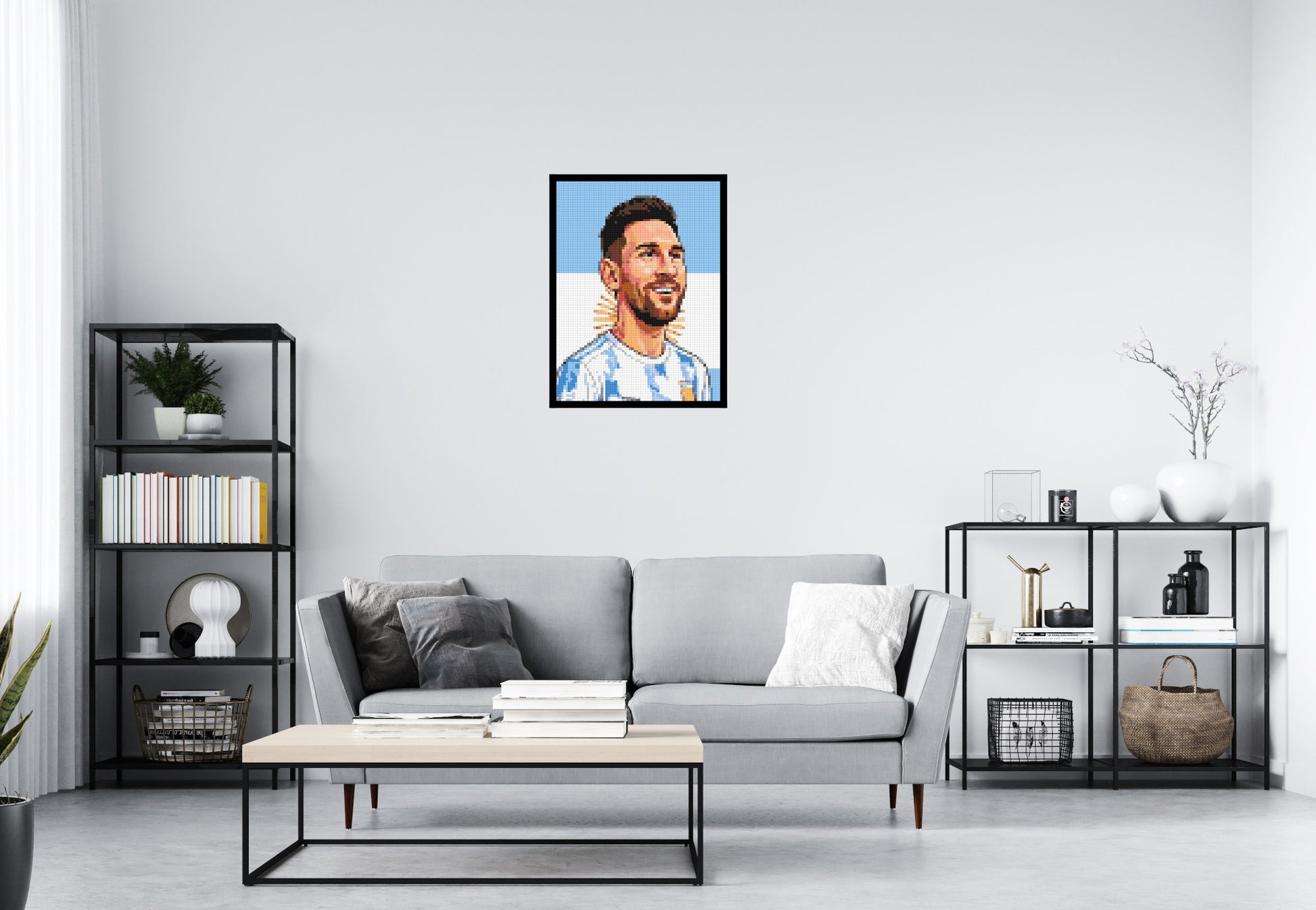 Lionel Messi Caricature - Brick Art Mosaic Kit 3x4 scene with frame