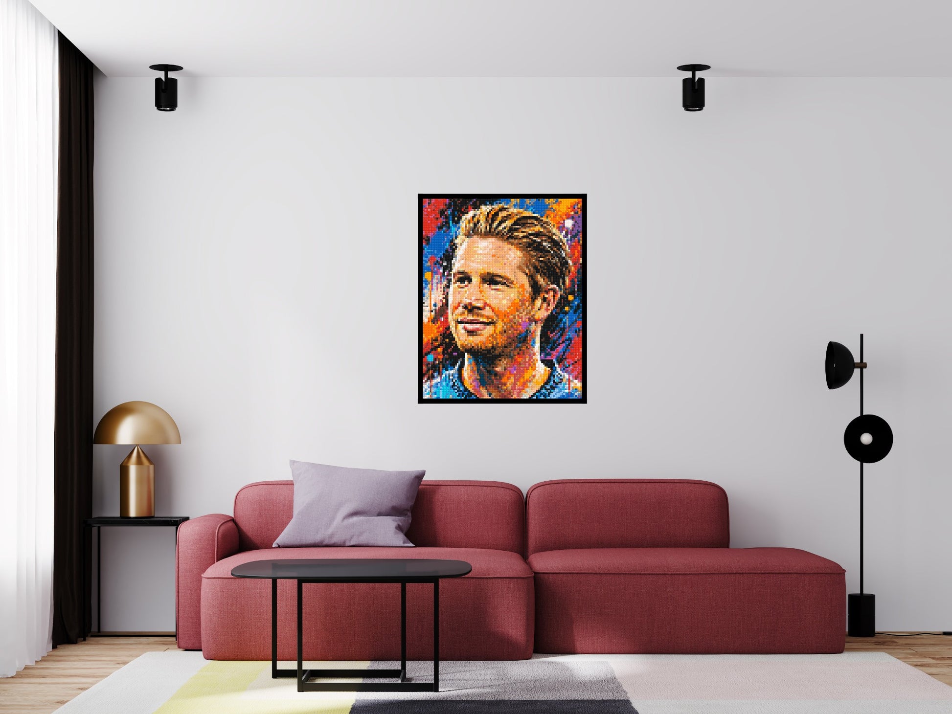 Kevin De Bruyne Urban Pop - Brick Art Mosaic Kit 4x5 scene with frame