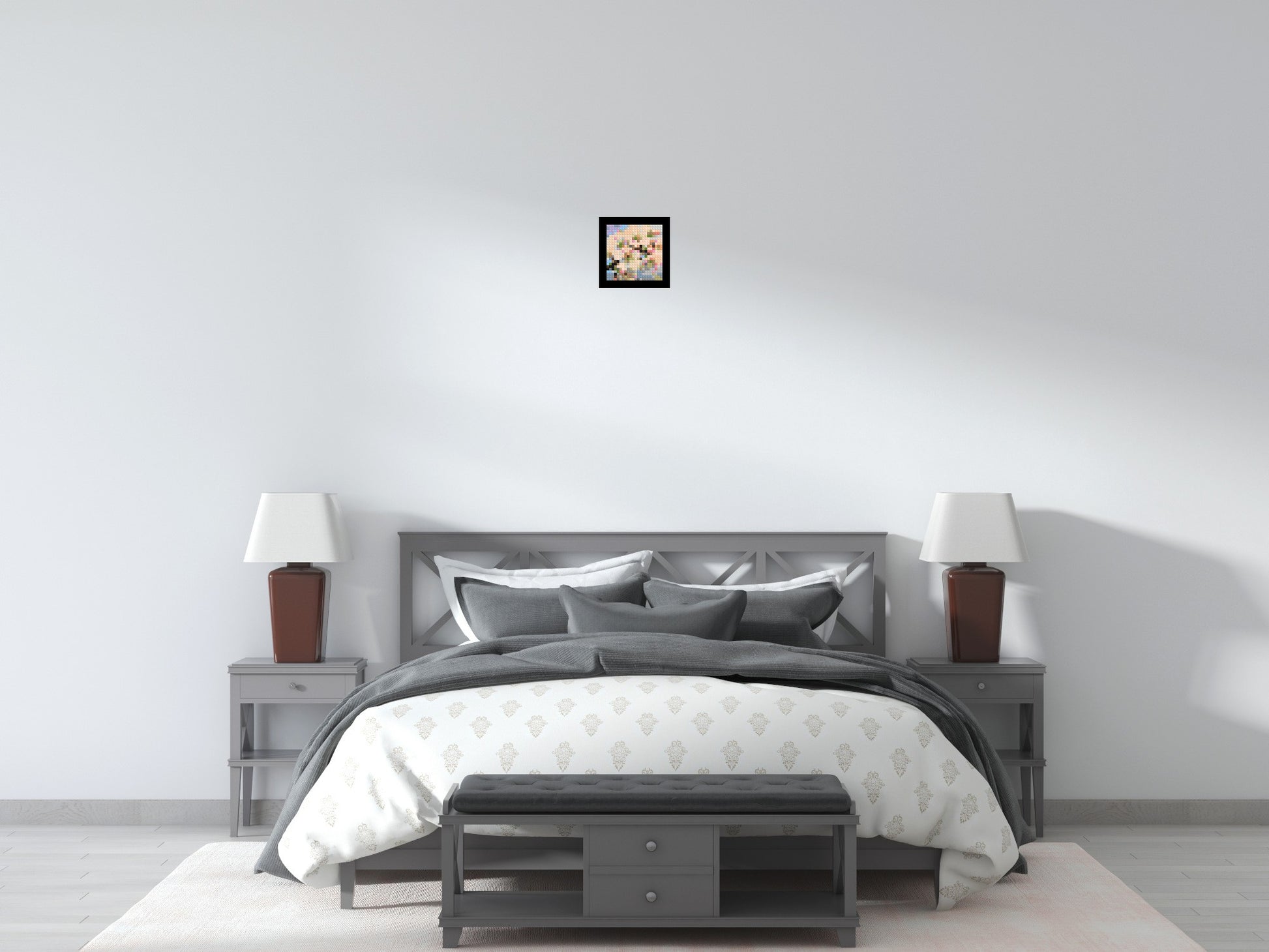 Cherry Blossom – A Moment of Fleeting Light by Joséphine Machalani - Brick Art Mosaic Kit 1x1 scene with frame