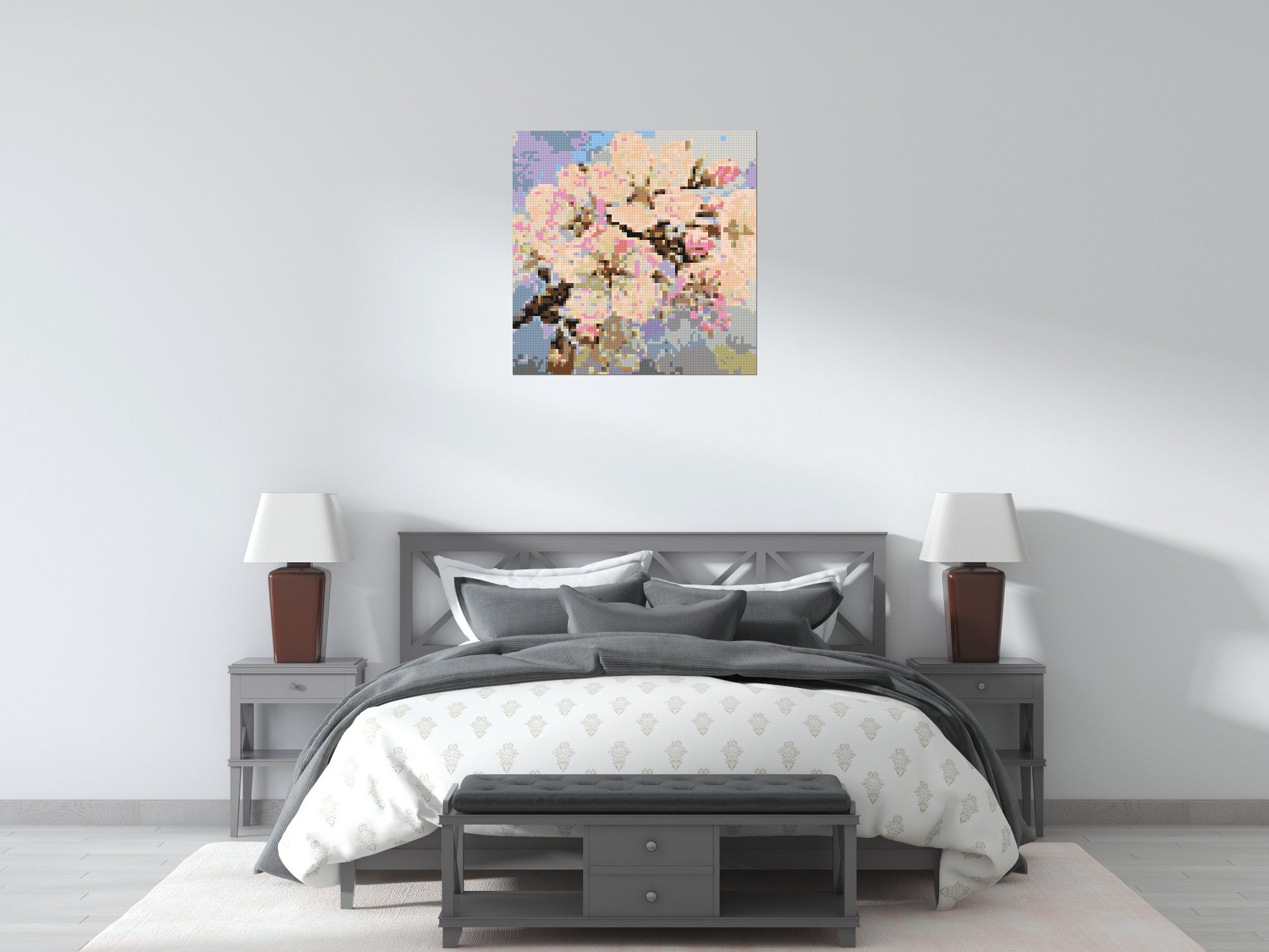 Cherry Blossom – A Moment of Fleeting Light by Joséphine Machalani - Brick Art Mosaic Kit 4x4 scene