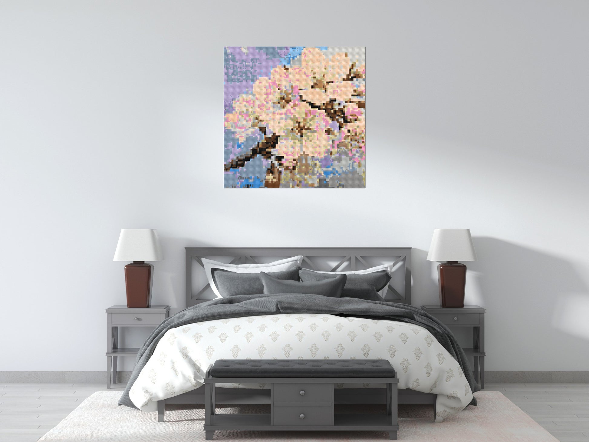Cherry Blossom – A Moment of Fleeting Light by Joséphine Machalani - Brick Art Mosaic Kit 5x5 scene