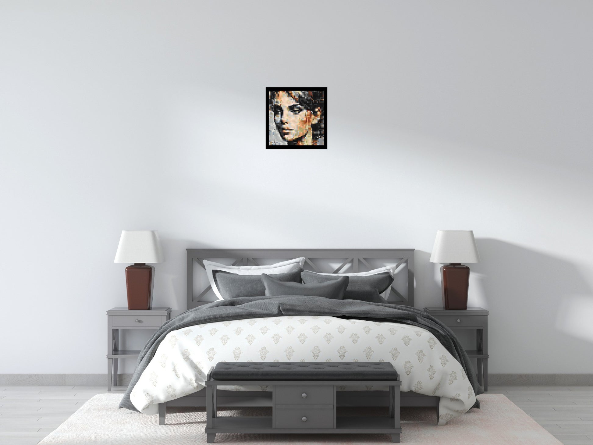 Moon – A Whisper of Silver Light by Joséphine Machalani - Brick Art Mosaic Kit 2x2 scene with frame