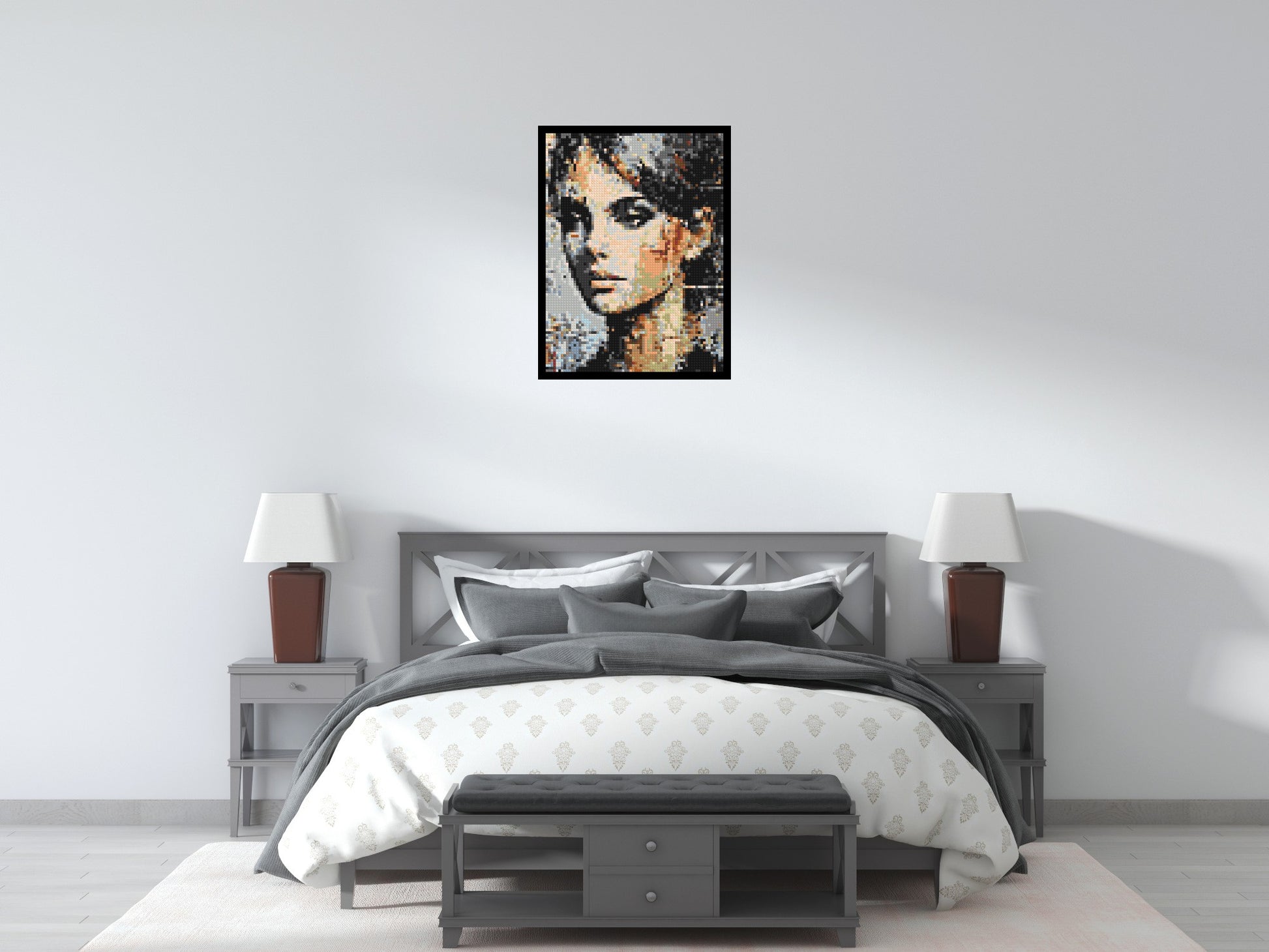 Moon – A Whisper of Silver Light by Joséphine Machalani - Brick Art Mosaic Kit 3x4 scene with frame