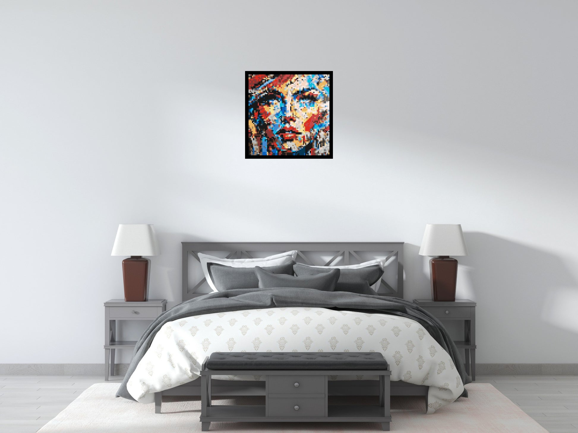Eccentric – A Dance of Unpredictable Color by Joséphine Machalani - Brick Art Mosaic Kit 3x3 scene with frame
