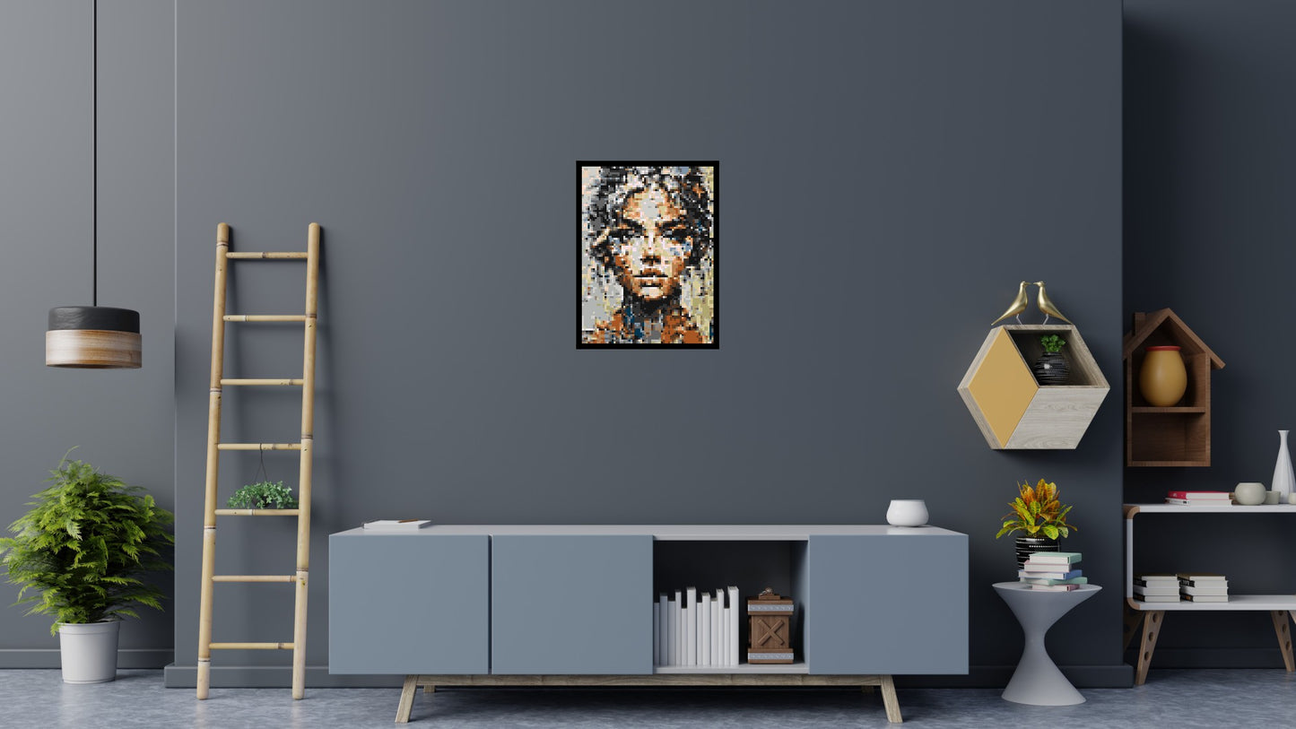Pixel – A Face Built From Fragments by Joséphine Machalani - Brick Art Mosaic Kit 3x4 large