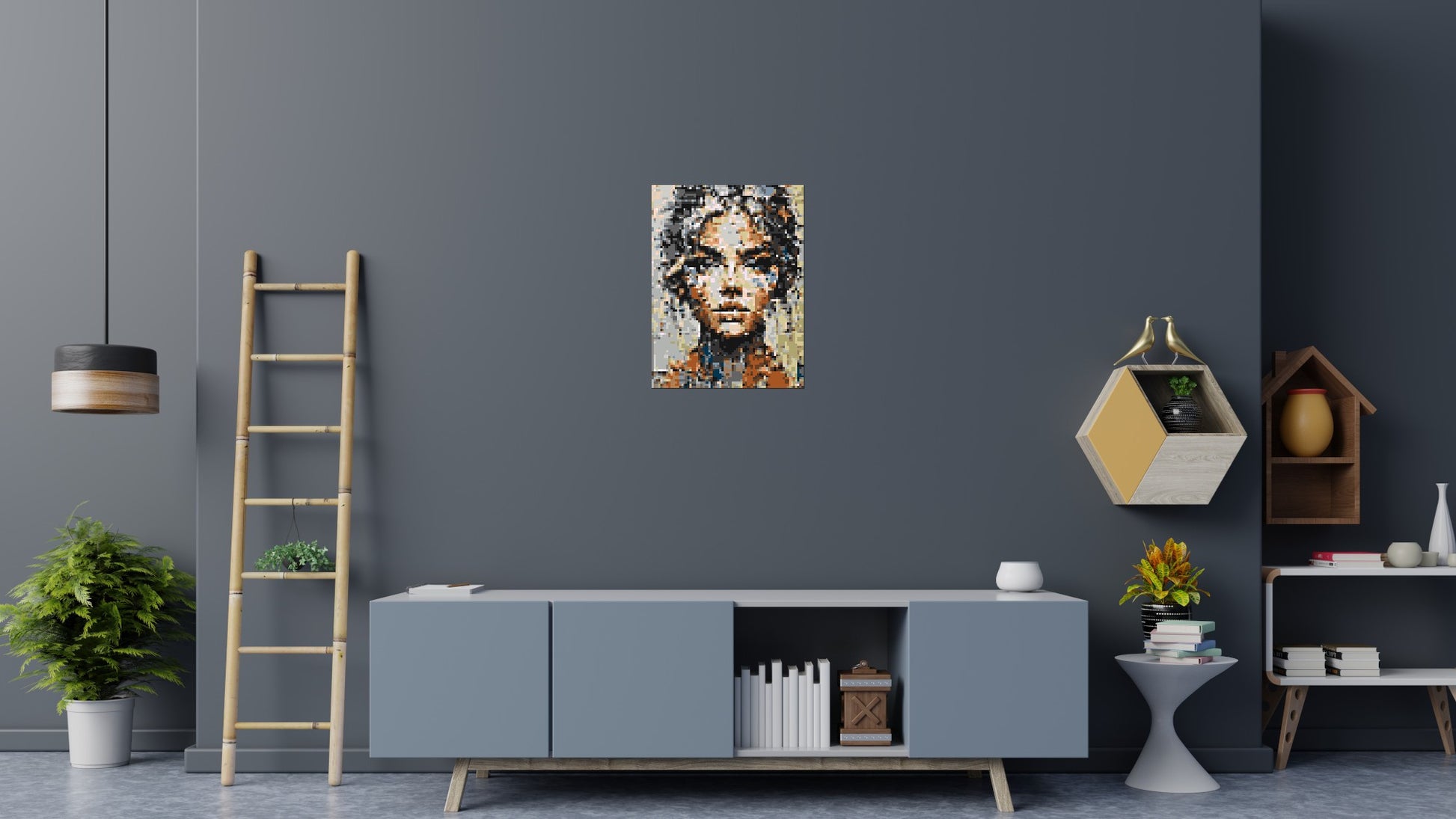 Pixel – A Face Built From Fragments by Joséphine Machalani - Brick Art Mosaic Kit 3x4 scene