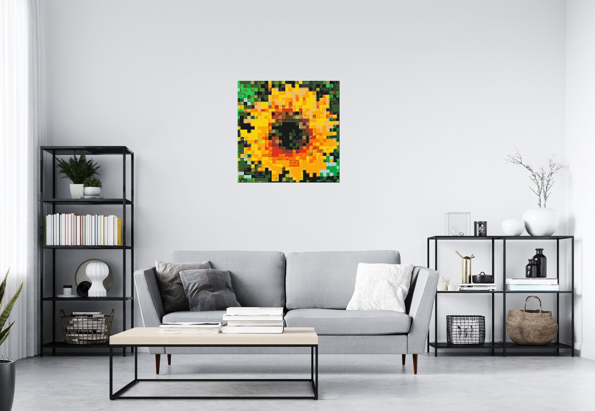 Sunflower – A Bloom of Warm Light by Joséphine Machalani - Brick Art Mosaic Kit 4x4 scene