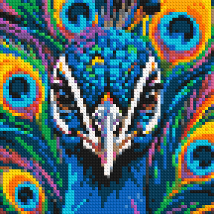 Vibrant Peacock Pop Art - Brick Art Mosaic Kit 3x3 large
