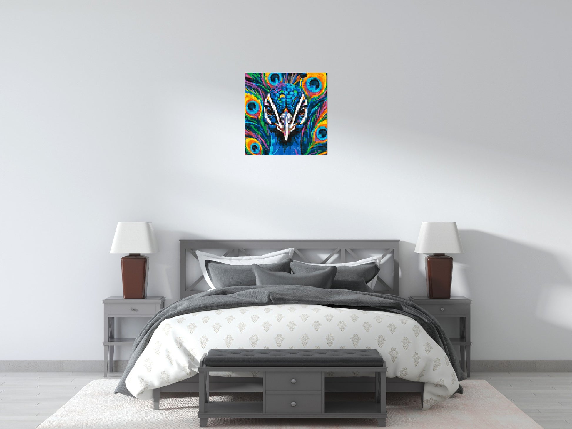 Vibrant Peacock Pop Art - Brick Art Mosaic Kit 3x3 scene