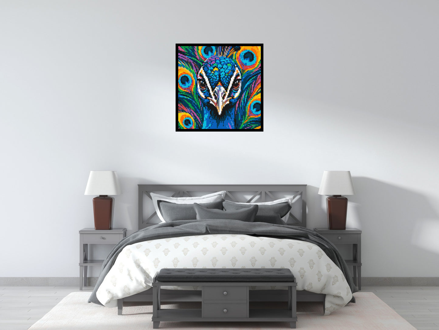Vibrant Peacock Pop Art - Brick Art Mosaic Kit 4x4 large