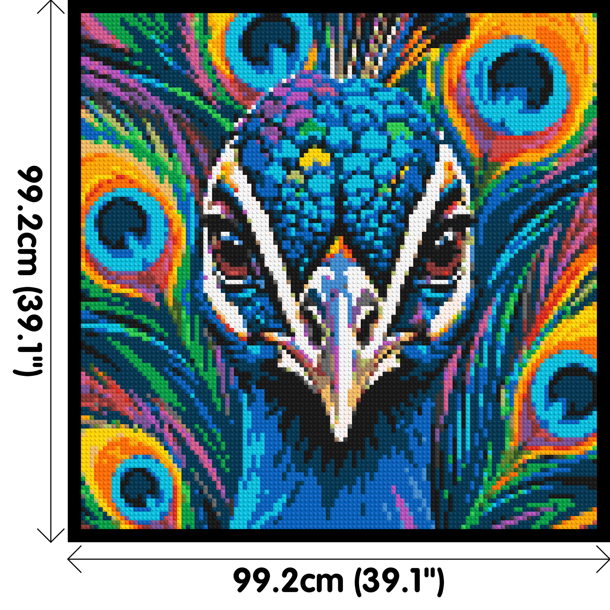 Vibrant Peacock Pop Art - Brick Art Mosaic Kit 5x5 dimensions with frame