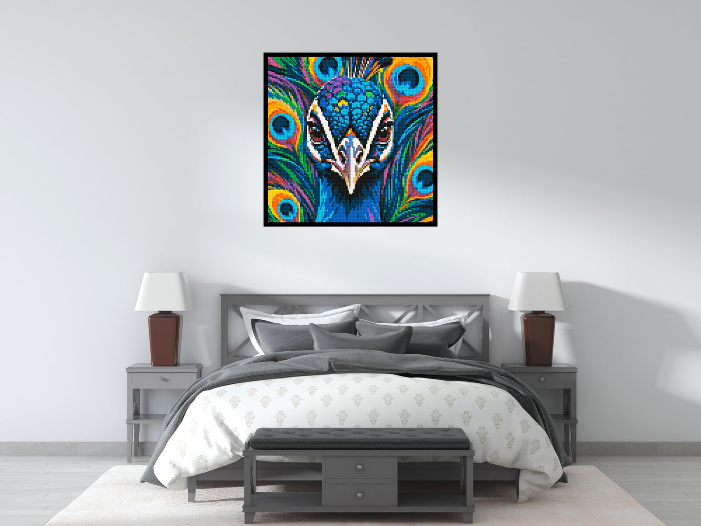 Vibrant Peacock Pop Art - Brick Art Mosaic Kit 5x5 large