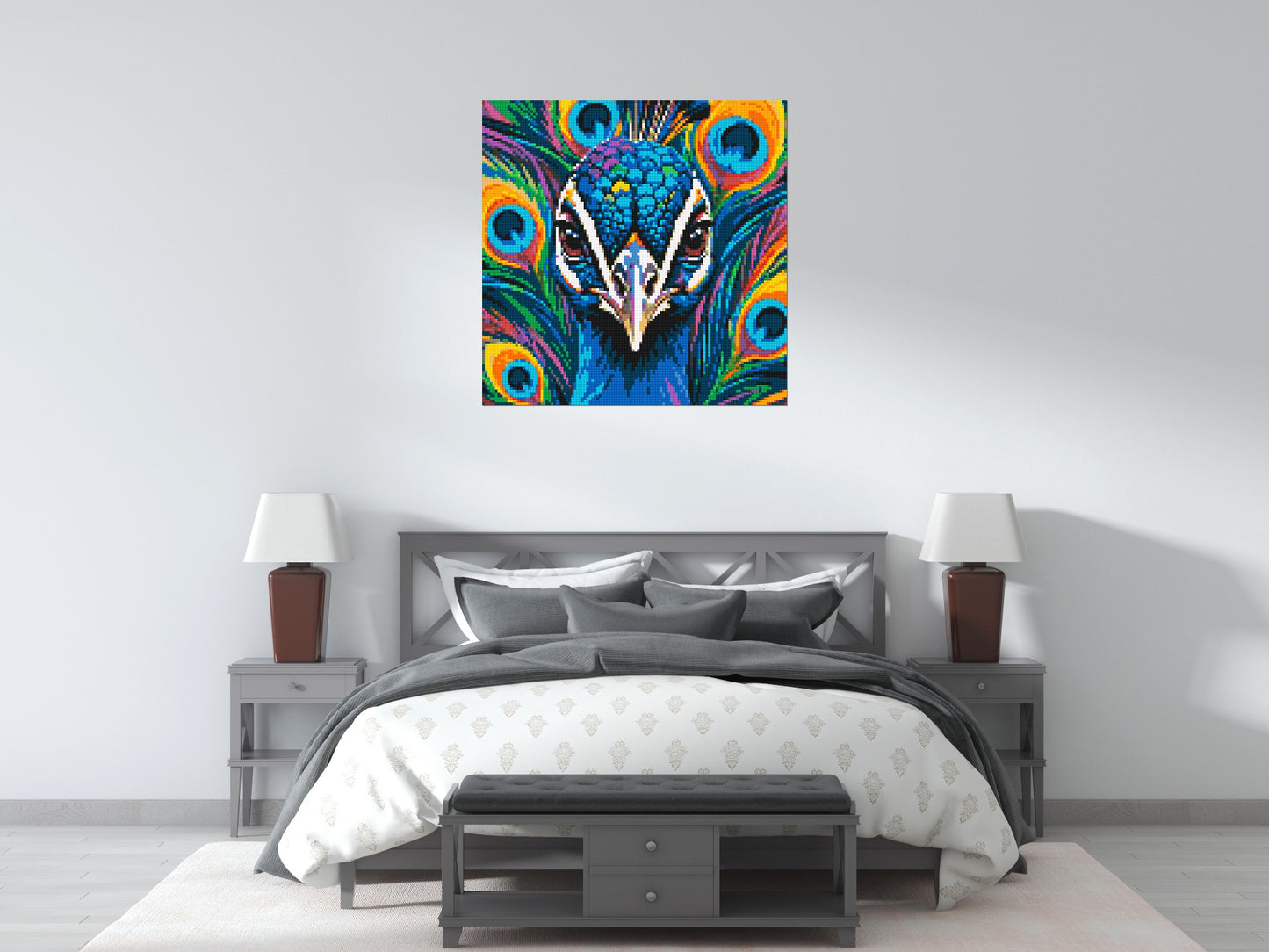 Vibrant Peacock Pop Art - Brick Art Mosaic Kit 5x5 large