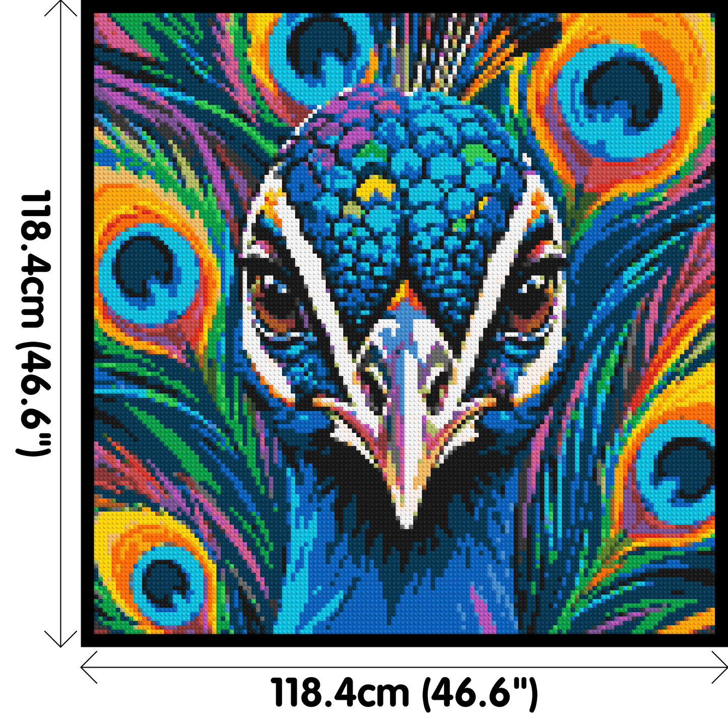 Vibrant Peacock Pop Art - Brick Art Mosaic Kit 6x6 large
