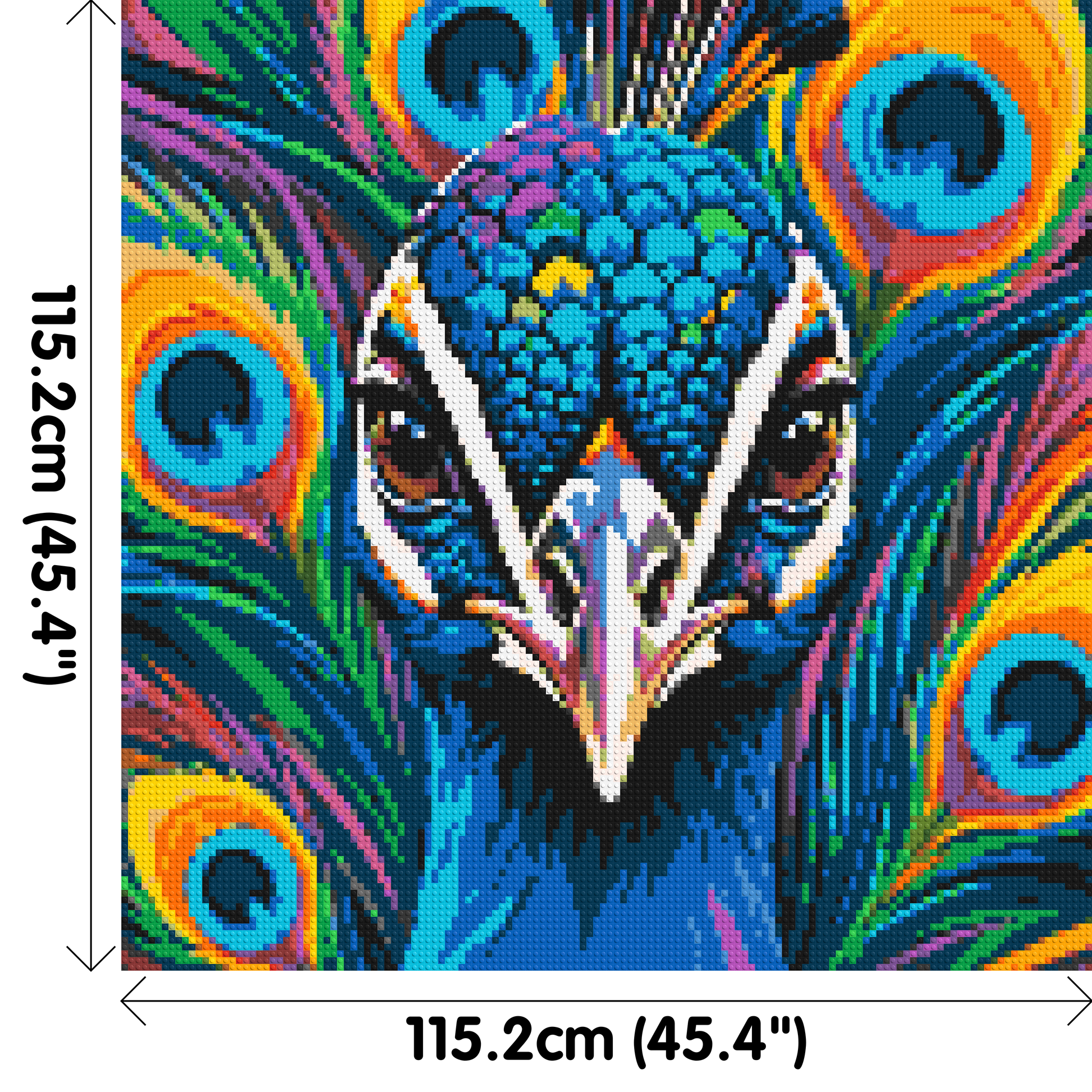 Vibrant Peacock Pop Art - Brick Art Mosaic Kit 6x6 dimensions