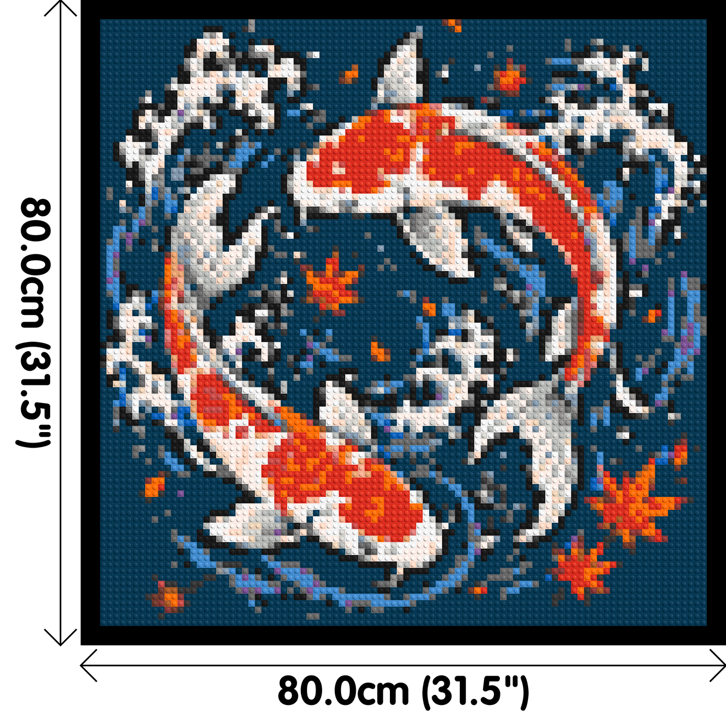 Japanese Ukiyo-e Style Swimming Koi Fish Yin Yang - Brick Art Mosaic Kit 4x4 large