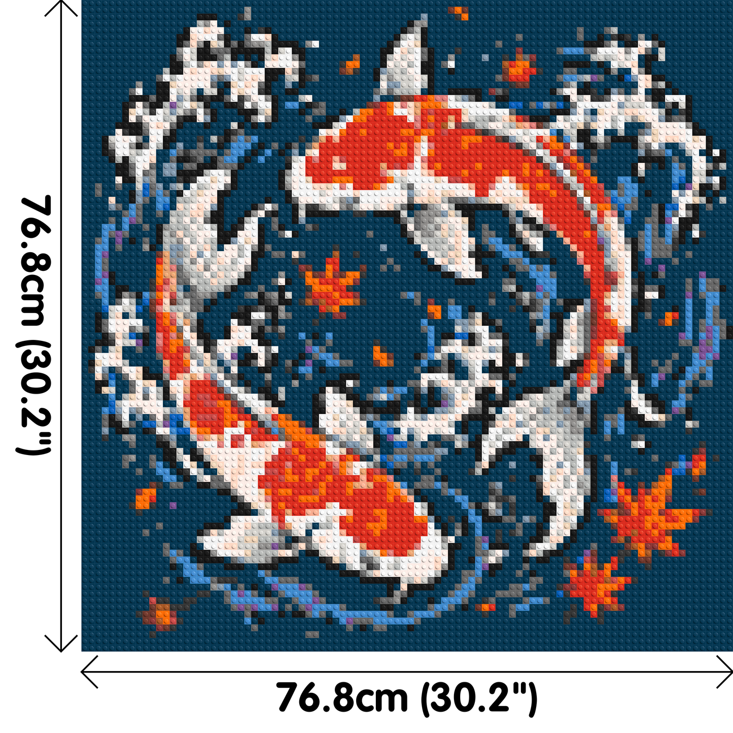 Japanese Ukiyo-e Style Swimming Koi Fish Yin Yang - Brick Art Mosaic Kit 4x4 large