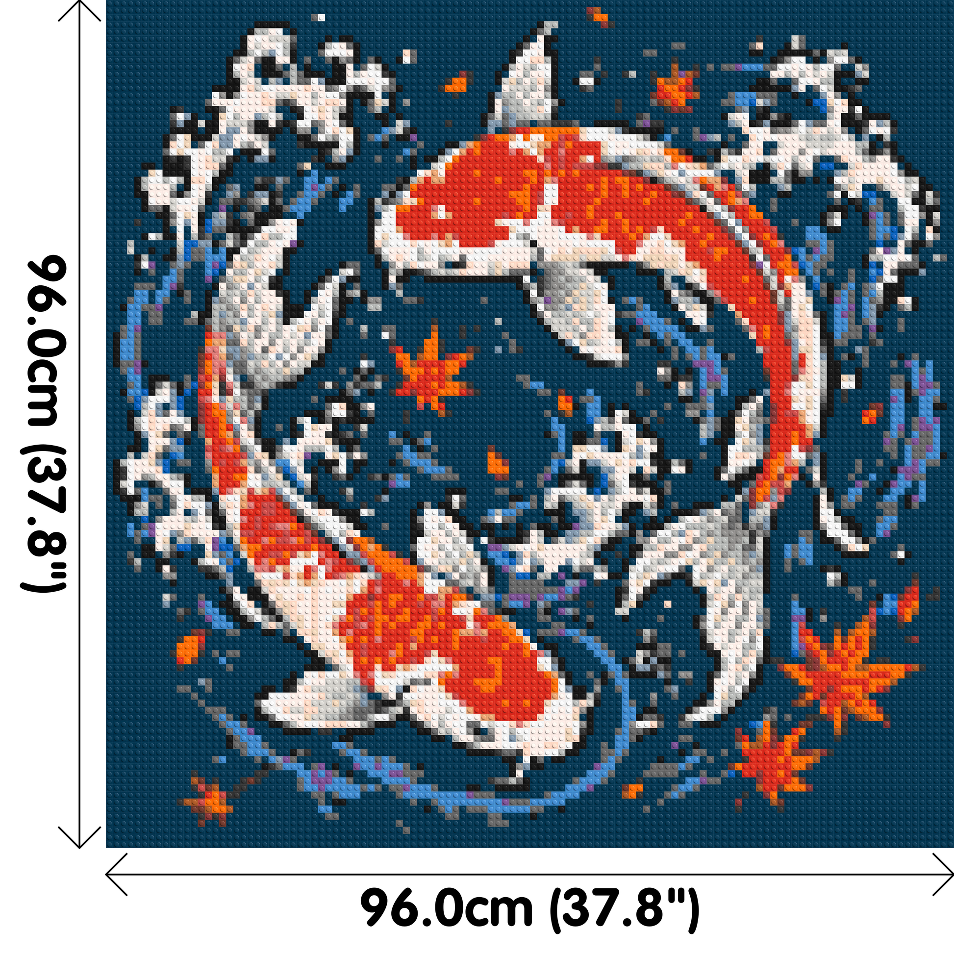 Japanese Ukiyo-e Style Swimming Koi Fish Yin Yang - Brick Art Mosaic Kit 5x5 dimensions
