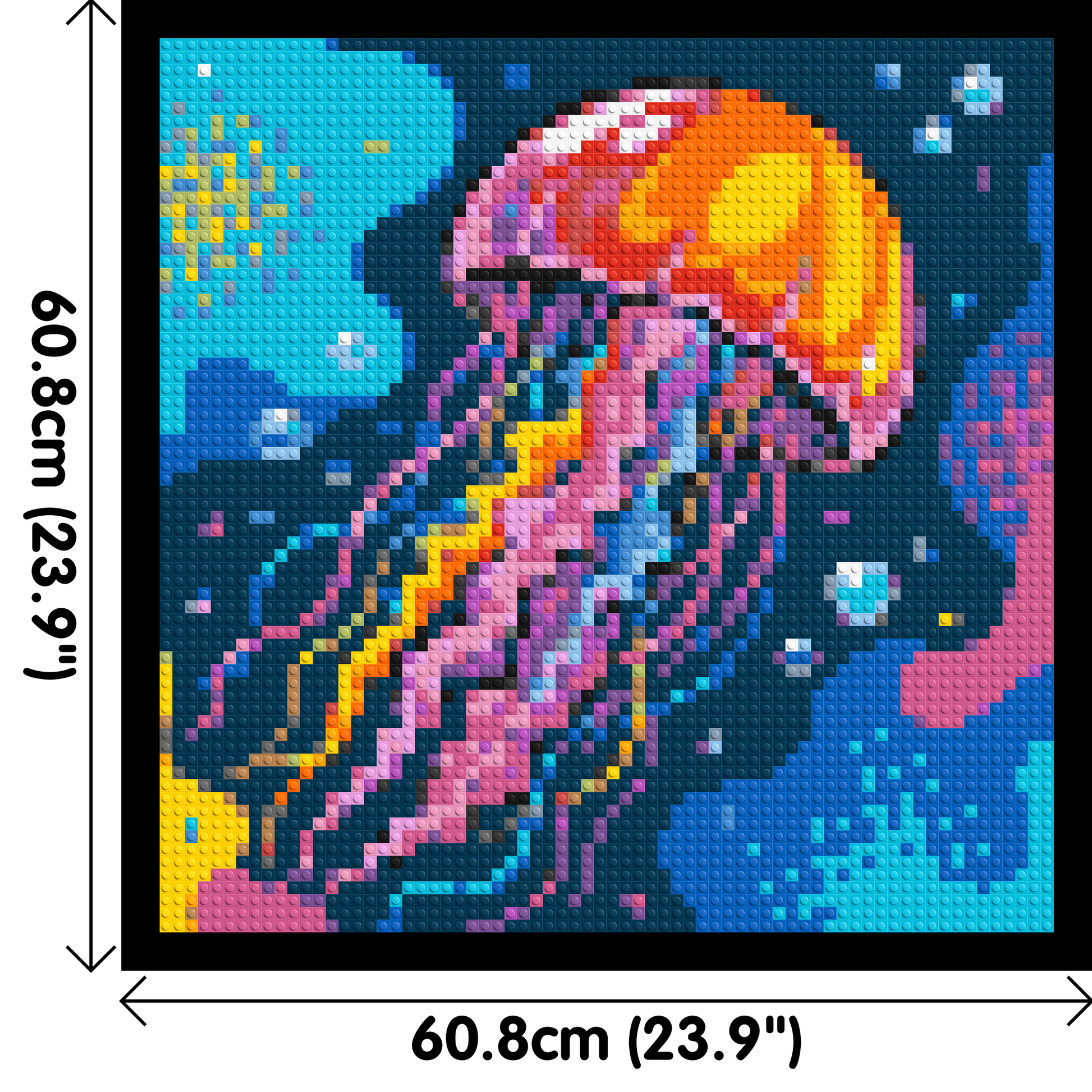 Luminous Deep Sea Jellyfish Pop Art - Brick Art Mosaic Kit 3x3 dimensions with frame