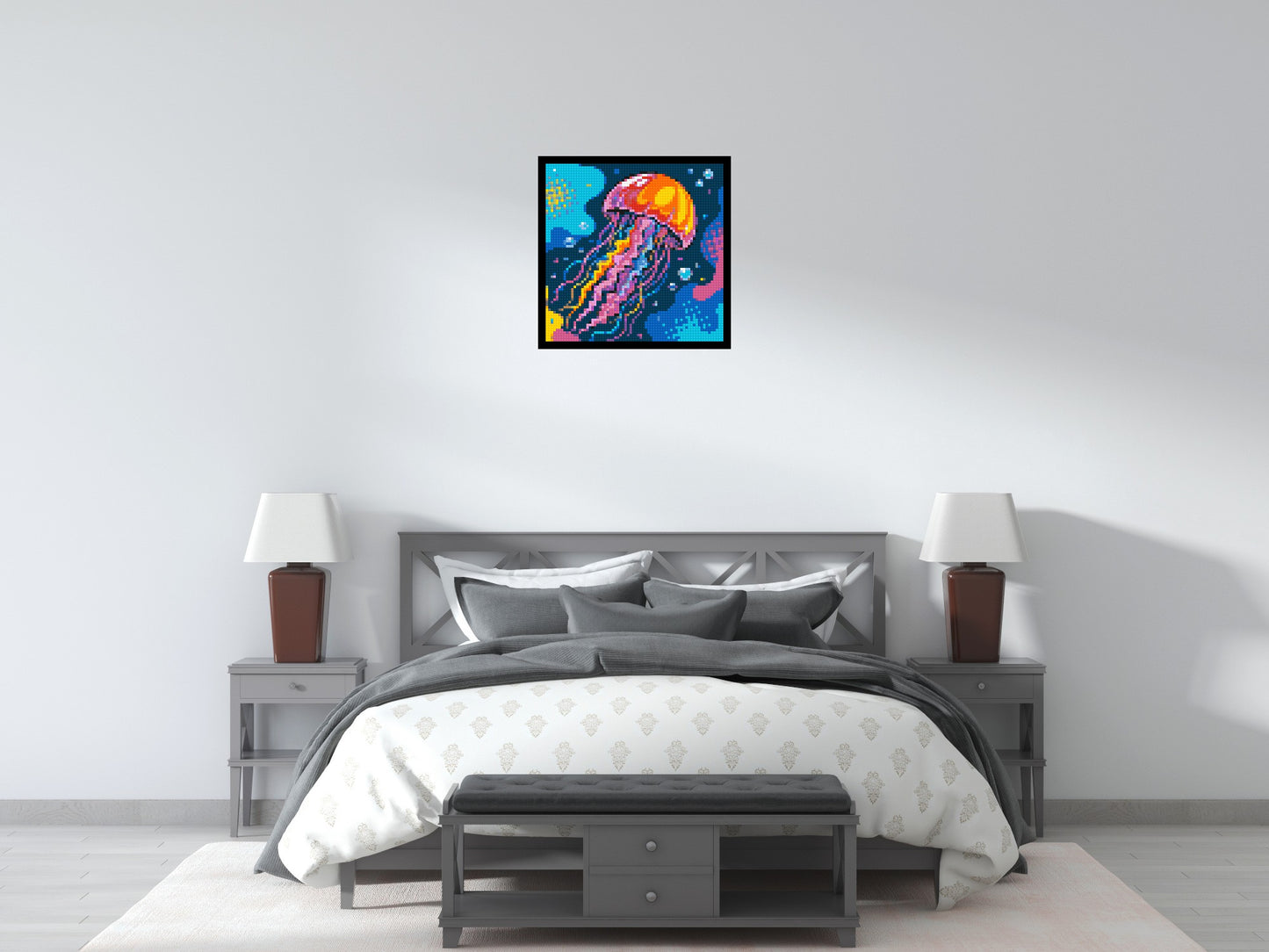 Luminous Deep Sea Jellyfish Pop Art - Brick Art Mosaic Kit 3x3 large