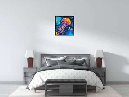 Luminous Deep Sea Jellyfish Pop Art - Brick Art Mosaic Kit 3x3 large