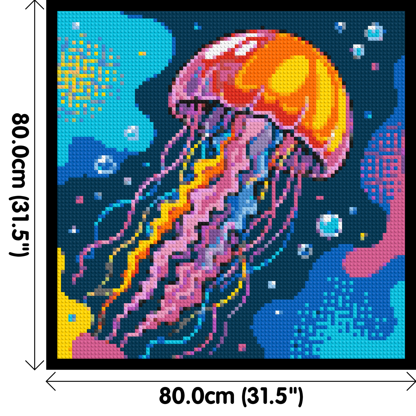 Luminous Deep Sea Jellyfish Pop Art - Brick Art Mosaic Kit 4x4 large