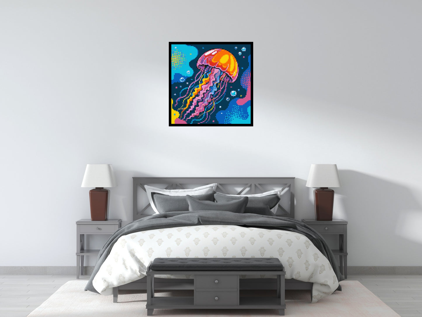 Luminous Deep Sea Jellyfish Pop Art - Brick Art Mosaic Kit 4x4 large